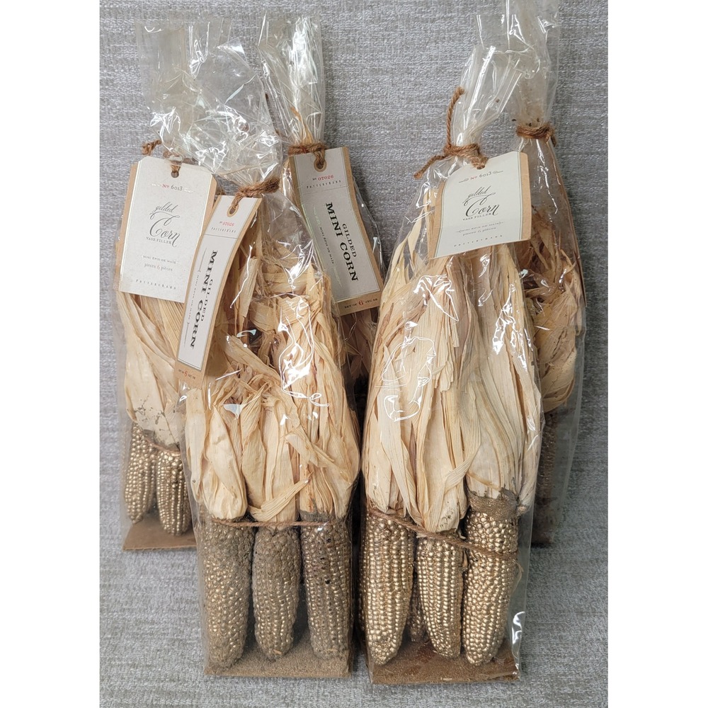 5 Pottery Barn Gilded Mini Corn Vase Filler Gold Autumn Harvest Decor RARE Stock